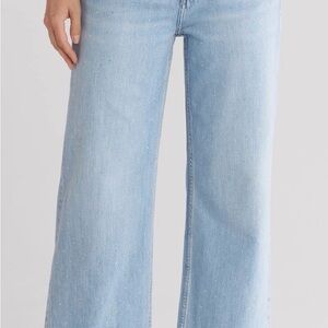 NWOT rag & bone Lori mid-rise wide leg rhinestone jeans